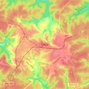 Taiga topographic map, elevation, terrain