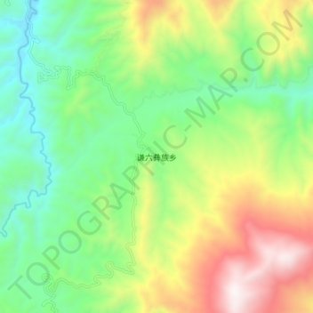 谦六彝族乡 topographic map, elevation, terrain