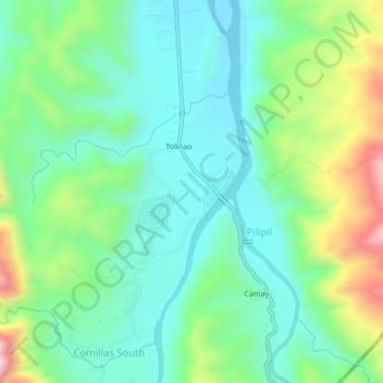 Comillas South topographic map, elevation, terrain