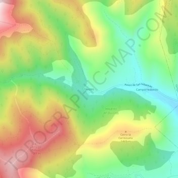 Diustes topographic map, elevation, terrain