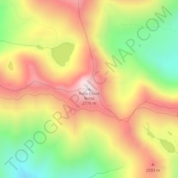 Rock Creek Butte topographic map, elevation, terrain