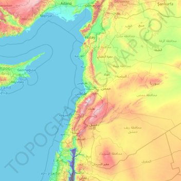 Akkar topographic map, elevation, terrain