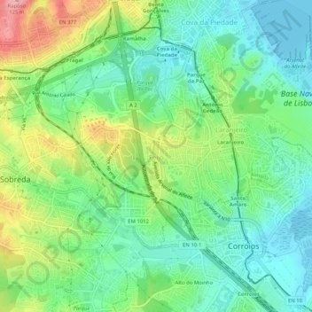Feijó topographic map, elevation, terrain