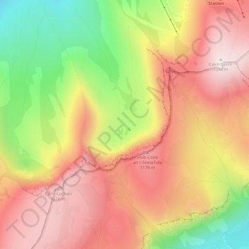 Coire an t-Sneachda topographic map, elevation, terrain
