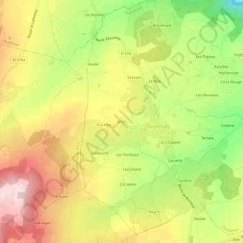 Brun topographic map, elevation, terrain