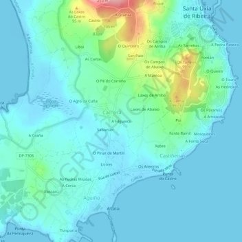A Filgueira topographic map, elevation, terrain