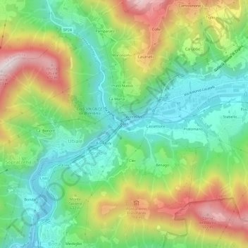 Ponti topographic map, elevation, terrain