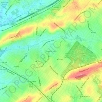 Fitzwatertown topographic map, elevation, terrain