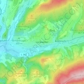 Lockweiler topographic map, elevation, terrain