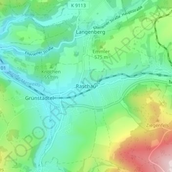 Raschau topographic map, elevation, terrain