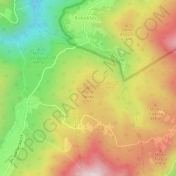 Monte Tomba topographic map, elevation, terrain