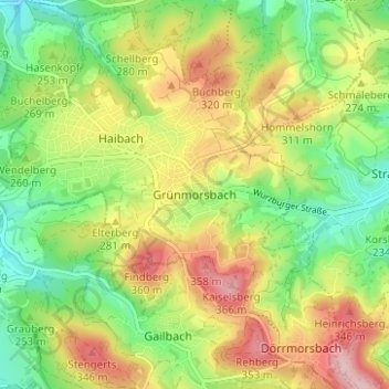 Grünmorsbach topographic map, elevation, terrain