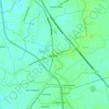 Apalit topographic map, elevation, terrain