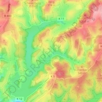 Großhöhfeld topographic map, elevation, terrain