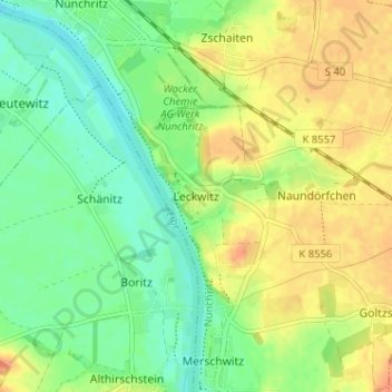 Leckwitz topographic map, elevation, terrain