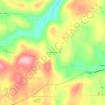 Stanton Corner topographic map, elevation, terrain