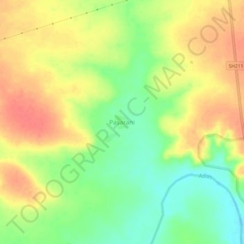 Pasarani topographic map, elevation, terrain