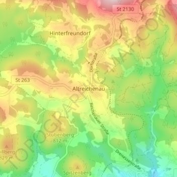 Altreichenau topographic map, elevation, terrain