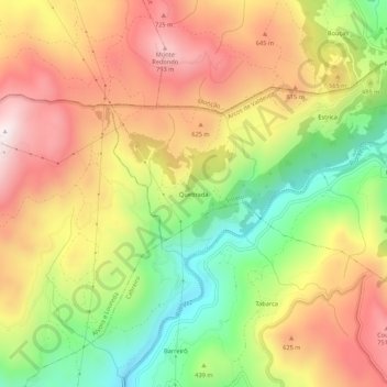 Quebrada topographic map, elevation, terrain