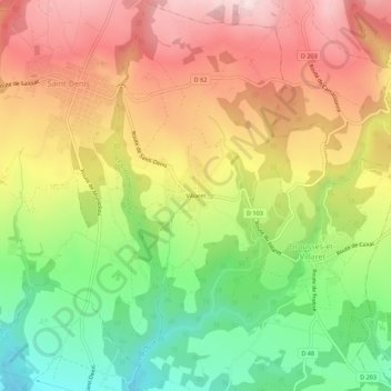 Villaret topographic map, elevation, terrain