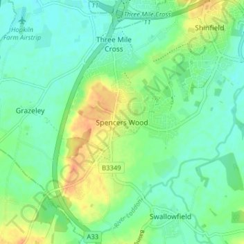 Spencers Wood topographic map, elevation, terrain