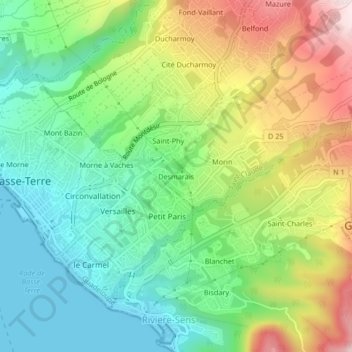 Desmarais topographic map, elevation, terrain