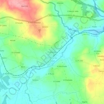 Portopulgo topographic map, elevation, terrain