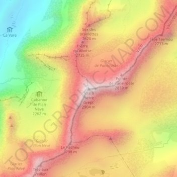 Tête à Pierre Grept topographic map, elevation, terrain