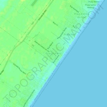 Praia Paraíso topographic map, elevation, terrain