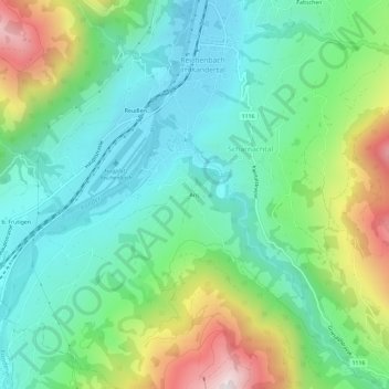 Aris topographic map, elevation, terrain