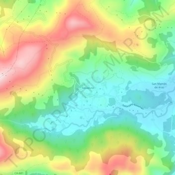 Secadura topographic map, elevation, terrain