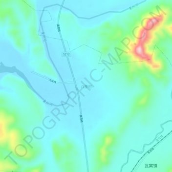 八里村 topographic map, elevation, terrain