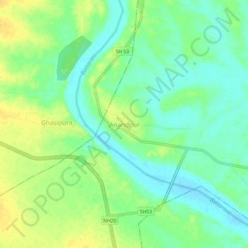 Anandpur topographic map, elevation, terrain