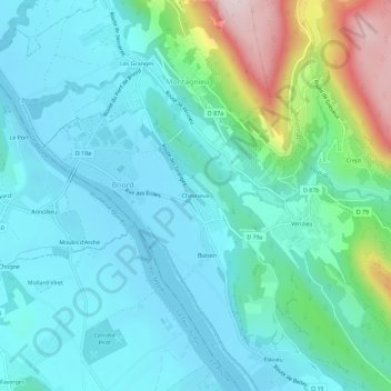 Chevrieux topographic map, elevation, terrain