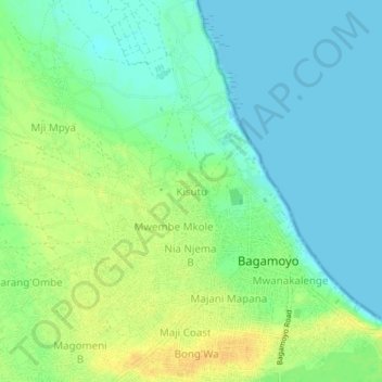 Kisutu topographic map, elevation, terrain