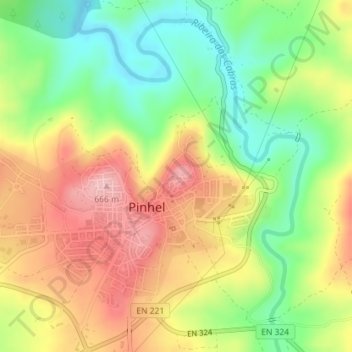 Castelo de Pinhel topographic map, elevation, terrain