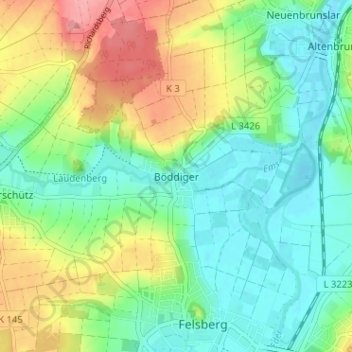 Böddiger topographic map, elevation, terrain