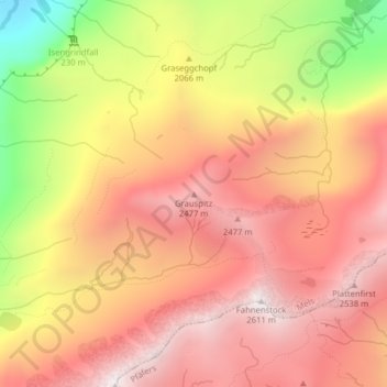 Grauspitz topographic map, elevation, terrain