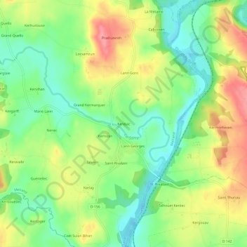 Kerduic topographic map, elevation, terrain
