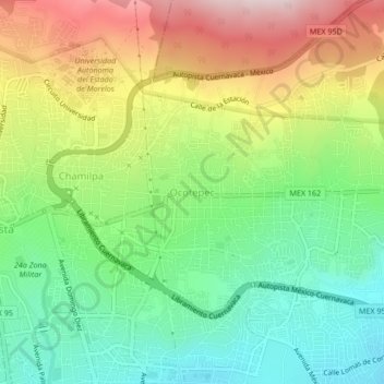 Ocotepec topographic map, elevation, terrain