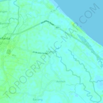 Silangan topographic map, elevation, terrain