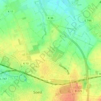 Walburgerhofe topographic map, elevation, terrain