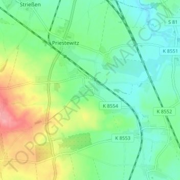 Stauda topographic map, elevation, terrain