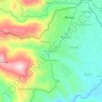 Pasir Putih topographic map, elevation, terrain