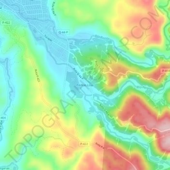 Piedras Lisas topographic map, elevation, terrain