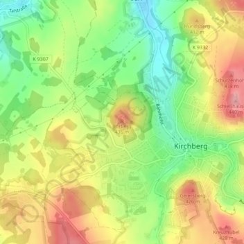 Borbergturm topographic map, elevation, terrain