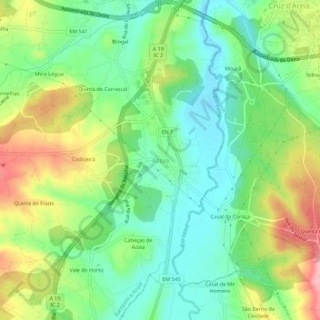 Azoia topographic map, elevation, terrain