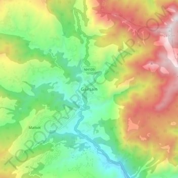 Gairsain topographic map, elevation, terrain