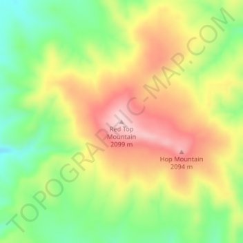 Red Top Mountain topographic map, elevation, terrain
