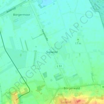 Surwold topographic map, elevation, terrain